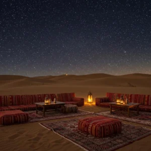 <b>Emiratos Árabes:</b> Cena beduina en el desierto con danzas tradicionales